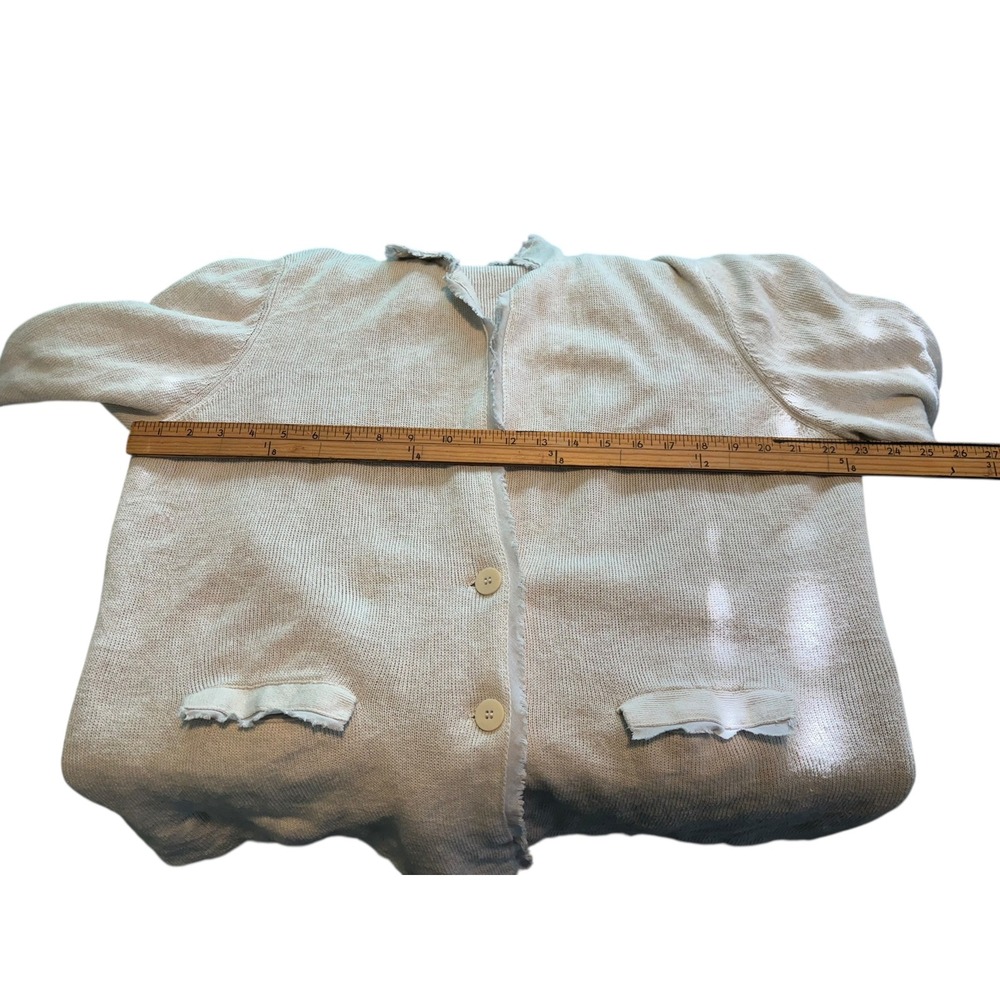 Eileen Fisher Tan Cotton‎ Linen Buttoned Cardigan. SZ 1X. Pockets. Old Money. - Picture 8 of 10